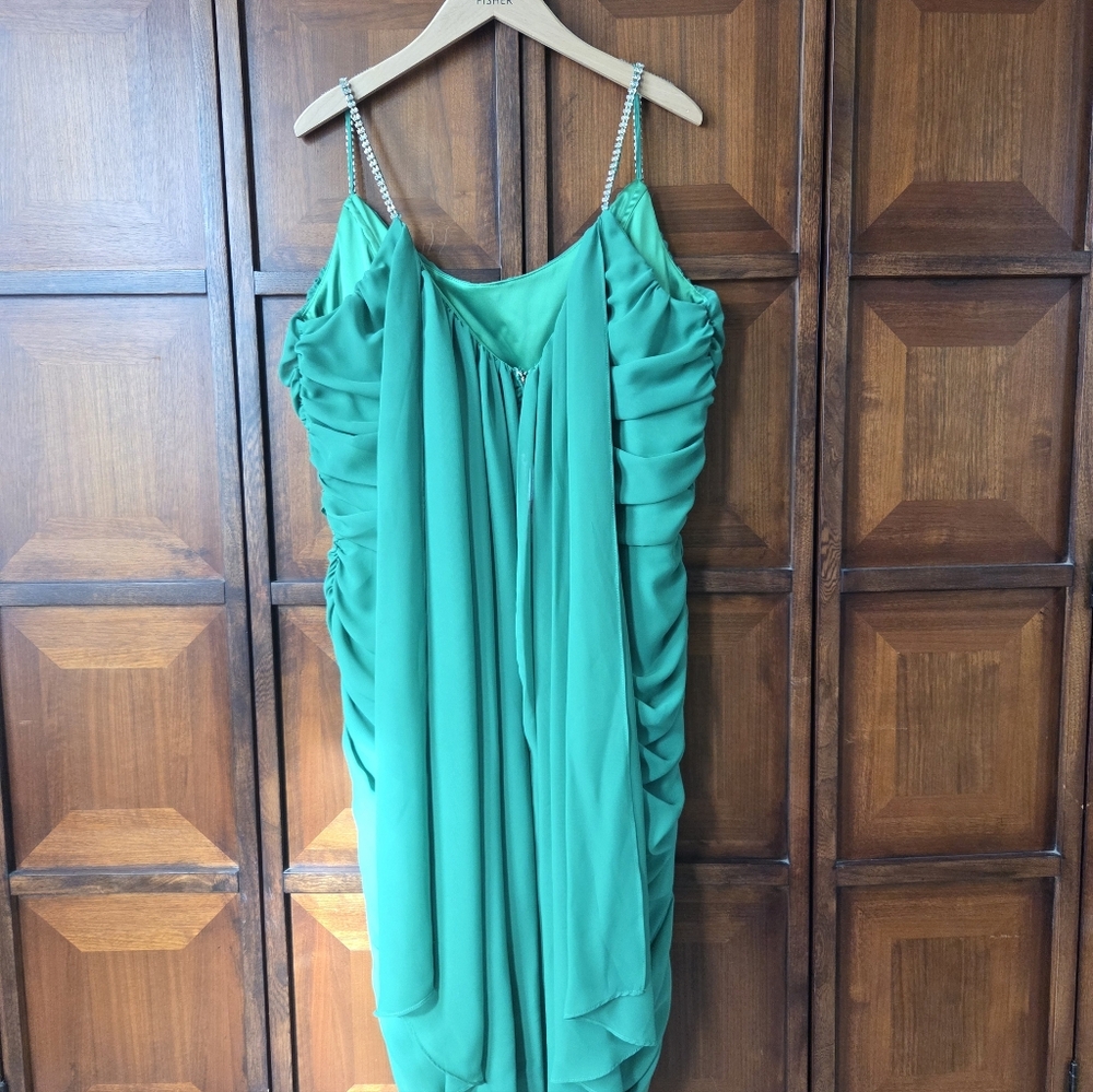 Lady Splendor Chiffon Dream Dress Emerald Green 2X NWT - Picture 8 of 13